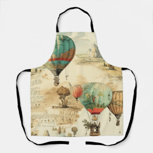 Delantal Globo de aire caliente de época en un paisaje sere