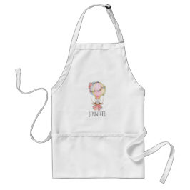 Delantal Globo de aire caliente lindo con acuarela de oso