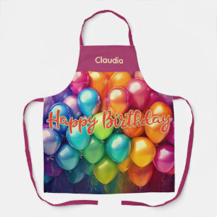Delantal Globos de Cumpleaños Personalizados Arcoíris