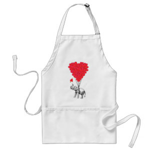 Delantal Globos de elefante y corazón rojo