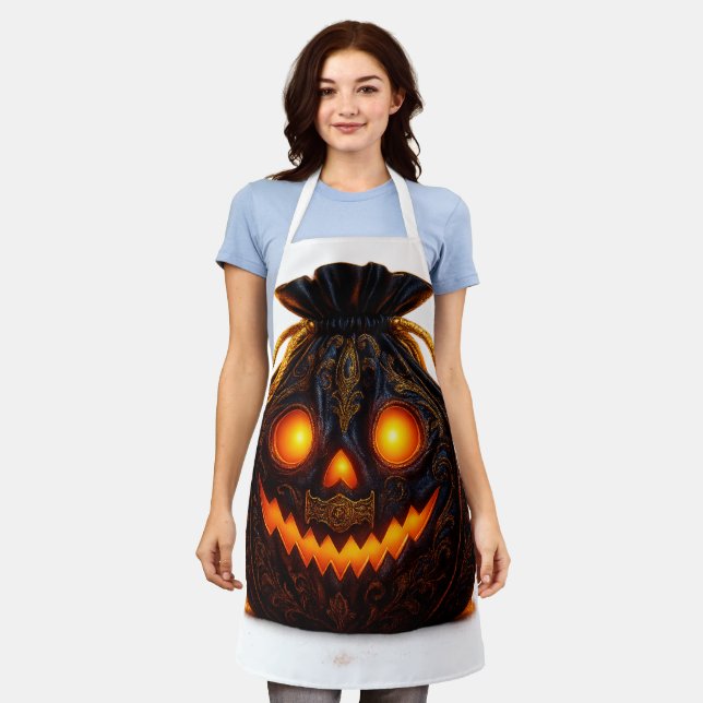 Delantal Glowing Pumpkin Face Apron | Halloween Kitchen Fun (Gastado)