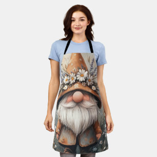 Delantal Gnome caprichoso de flores: Adorable Watercolor Ar