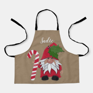 Delantal Gnome con Candy Cane personalizado