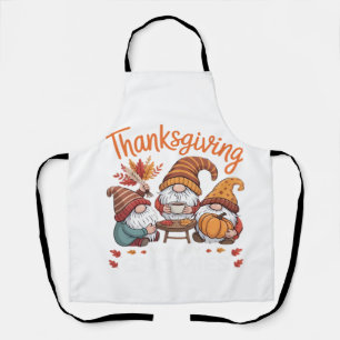 Delantal Gnome de Acción de Gracias Otoño Leopardo Pavo T E