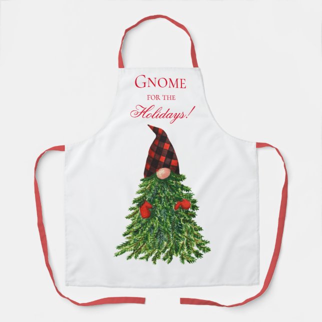 Delantal Gnome for Holidays Christmas Tree Script Cute (Anverso)