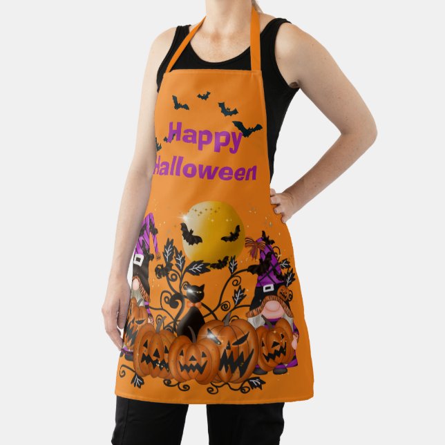 Delantal Gnome Naranja de Trendy Happy Halloween (in situ)