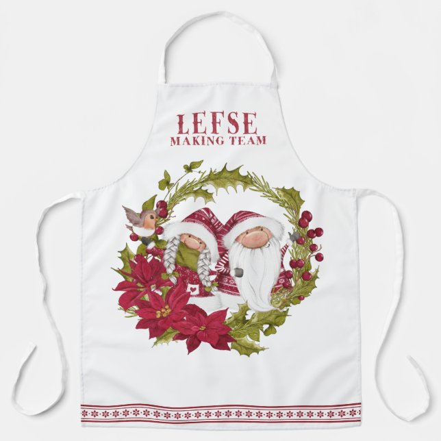 Delantal Gnome nórdico | Lefse Making Team Apron (Anverso)