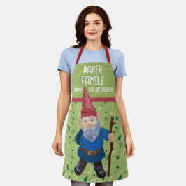 Delantal Gnome rojo verde y azul para el invierno festivo