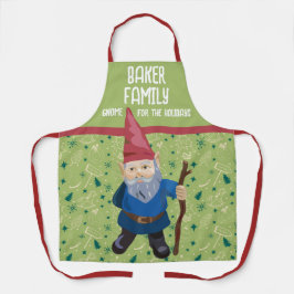 Delantal Gnome rojo verde y azul para el invierno festivo