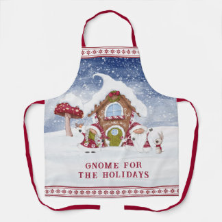 Delantal Gnome rojo y blanco para las vacaciones