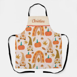 Delantal Gnomes de Acción de Gracias con calabazas y nombre