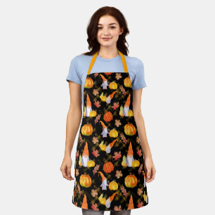 Delantal Gnomes De Acuarela, Calabazas Y Hojas