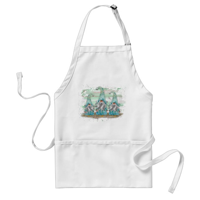 Delantal Gnomes Tropical Blue Watercolor Beach (Frente)