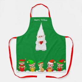 Delantal Gnomo de Navidad lindo y escuadrón de elfos en ver