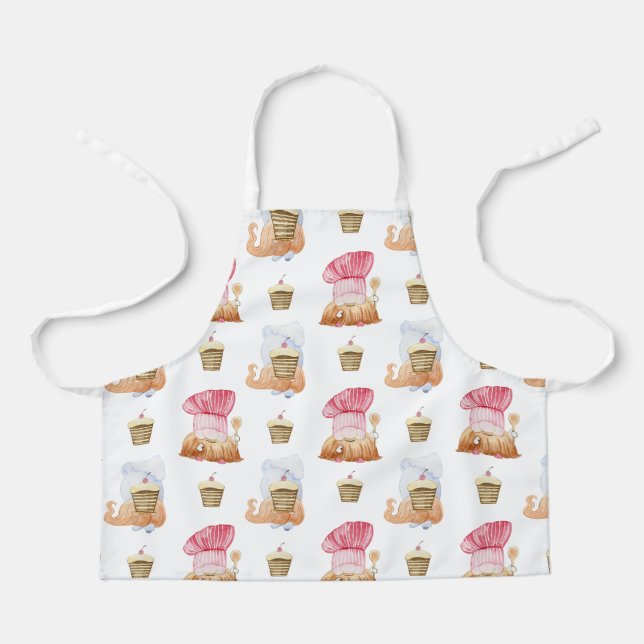 Delantal gnomos de cocinero acuarela (Anverso)