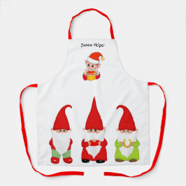 Delantal Gnomos de Navidad y Elfo Lindo en Blanco