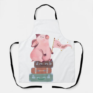 Delantal Go Vegan with Cute Pink Pig