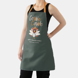 Delantal Gobble Gobble Acción de Gracias Turquía Cena Apron