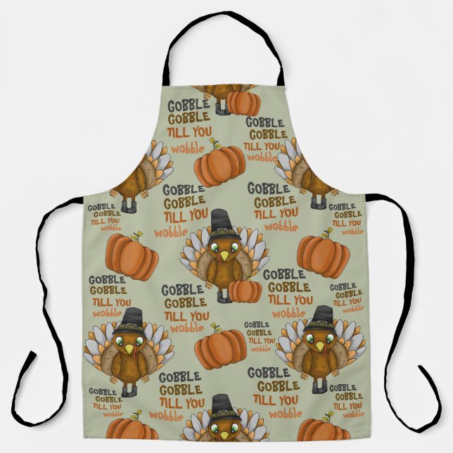 Delantal Gobble Gobble hasta que te tambalee Personalizado  (Anverso)