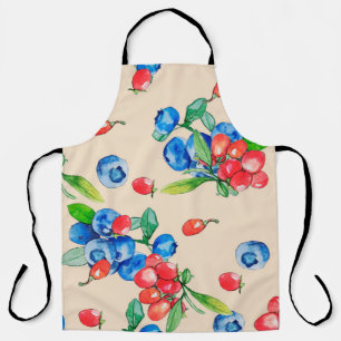 Delantal Goji berry y Blueberry acuarela ilustracion p