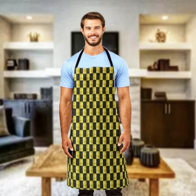 Delantal Gold-Paneled-Negro-IV (This eye-catching apron, is a great look for the family chef!)