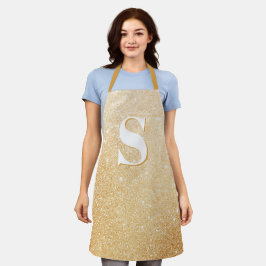 Delantal Gold Purpurina Lujo Monograma Apron personalizado