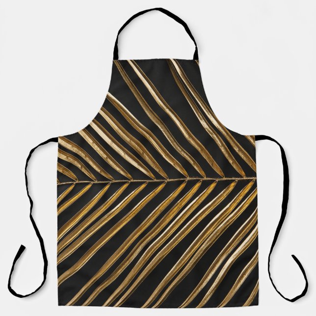 Delantal Golden Date Palm Leaf: Minimalista negro (Anverso)