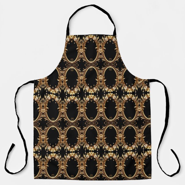 Delantal Golden Floral Ornate  Apron (Anverso)