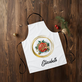 Delantal Golden Merry Christmas Personalized Apron
