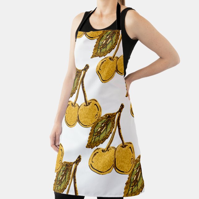 Delantal Golden Metallic Cherries Pattern (in situ)