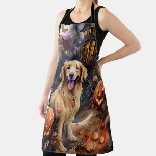 Delantal Golden Retriever de Halloween con Calabazas Espelu