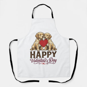 Delantal Golden Retriever Feliz día de San Valentín