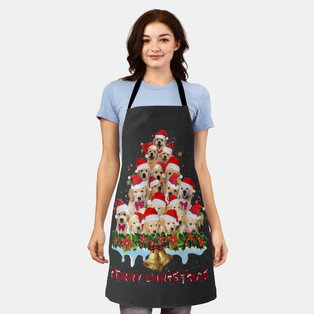 Delantal Golden Retriever Santa Hat Xmas Dogs Feliz Navidad (Gastado)