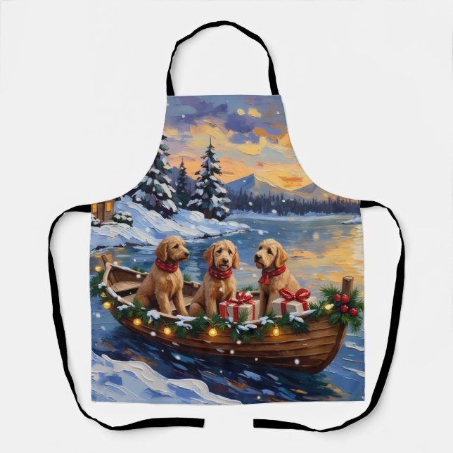 Delantal Goldendoodle Christmas Boat Holiday (Anverso)