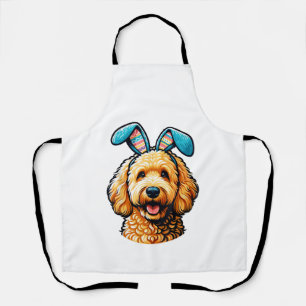 Delantal Goldendoodle de Pascua con orejas de conejo, Pascu