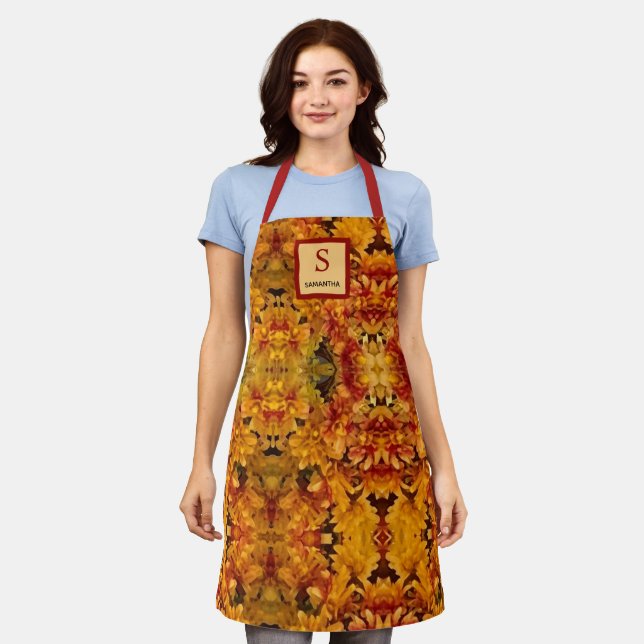 Delantal Goldenrod Close-up Monogram Editable Apron (Gastado)