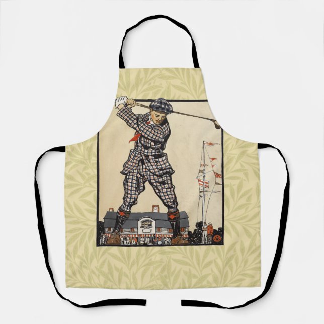 Delantal Golf Golfer Vintage Antiguo Golfing (Anverso)