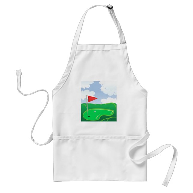 Delantal Golf Green with Red Flag and Ball (Frente)