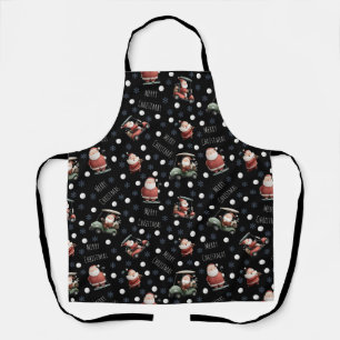 Delantal Golfing Santa sobre Black