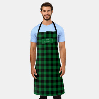 Delantal Goma de búfalo negro verde lumberjack personalizad