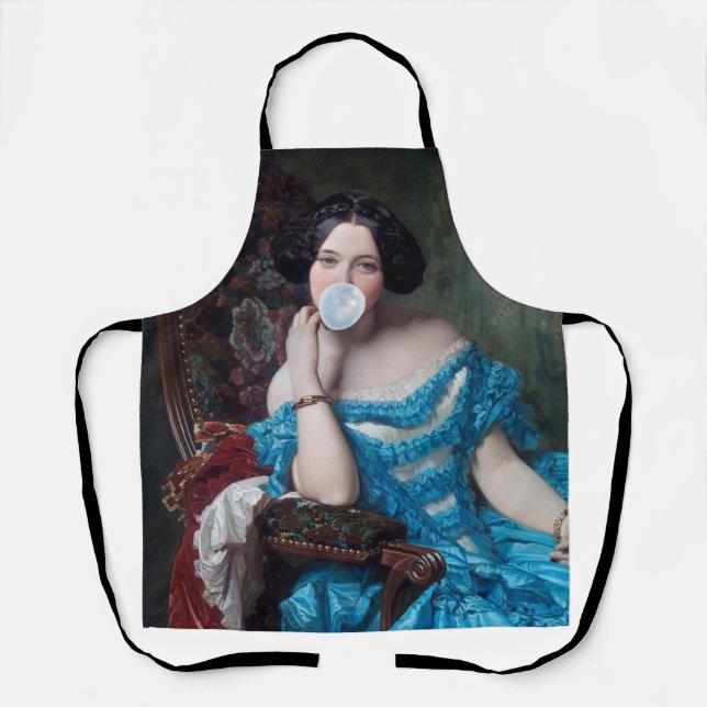 Delantal Goma de burbuja Diva en satén azul (Anverso)