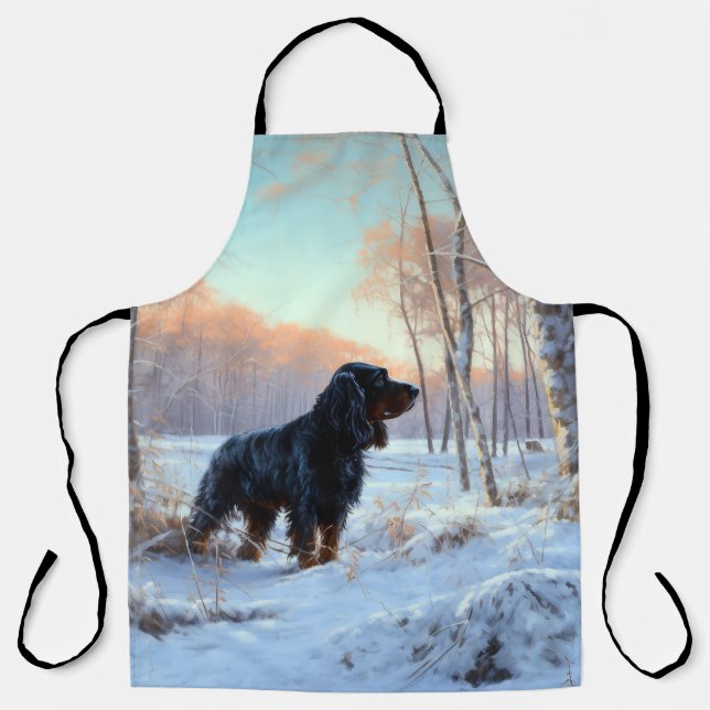 Delantal Gordon Setter Deja que nieve Navidad (Anverso)