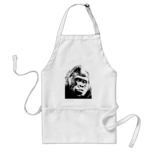 Delantal Gorilla de arte pop blanco negro
