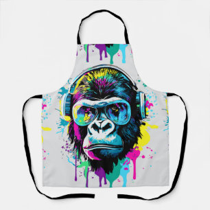 Delantal Gorilla Head - Gorilla Apron - Gorila colorido