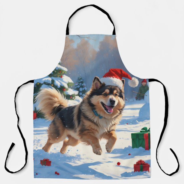 Delantal Gorra finlandés de Lapphund en ejecución de nieve  (Anverso)