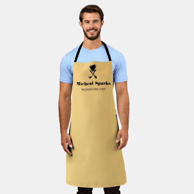 Delantal Gorra y beige de la silueta de las cucharas (Gastado)