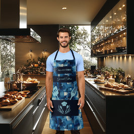 Delantal Gourmet Abstracto Azul - Ropa de Cocina M