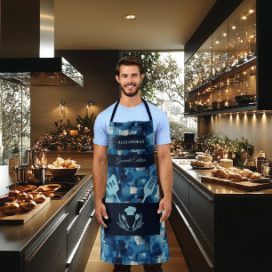 Delantal Gourmet Abstracto Azul - Ropa de Cocina M