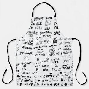 Delantal Grabado a mano, colección de doodles de tipografía