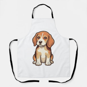 Delantal Grabado Antiguo Cachorro Beagle Arte Vectorial_1